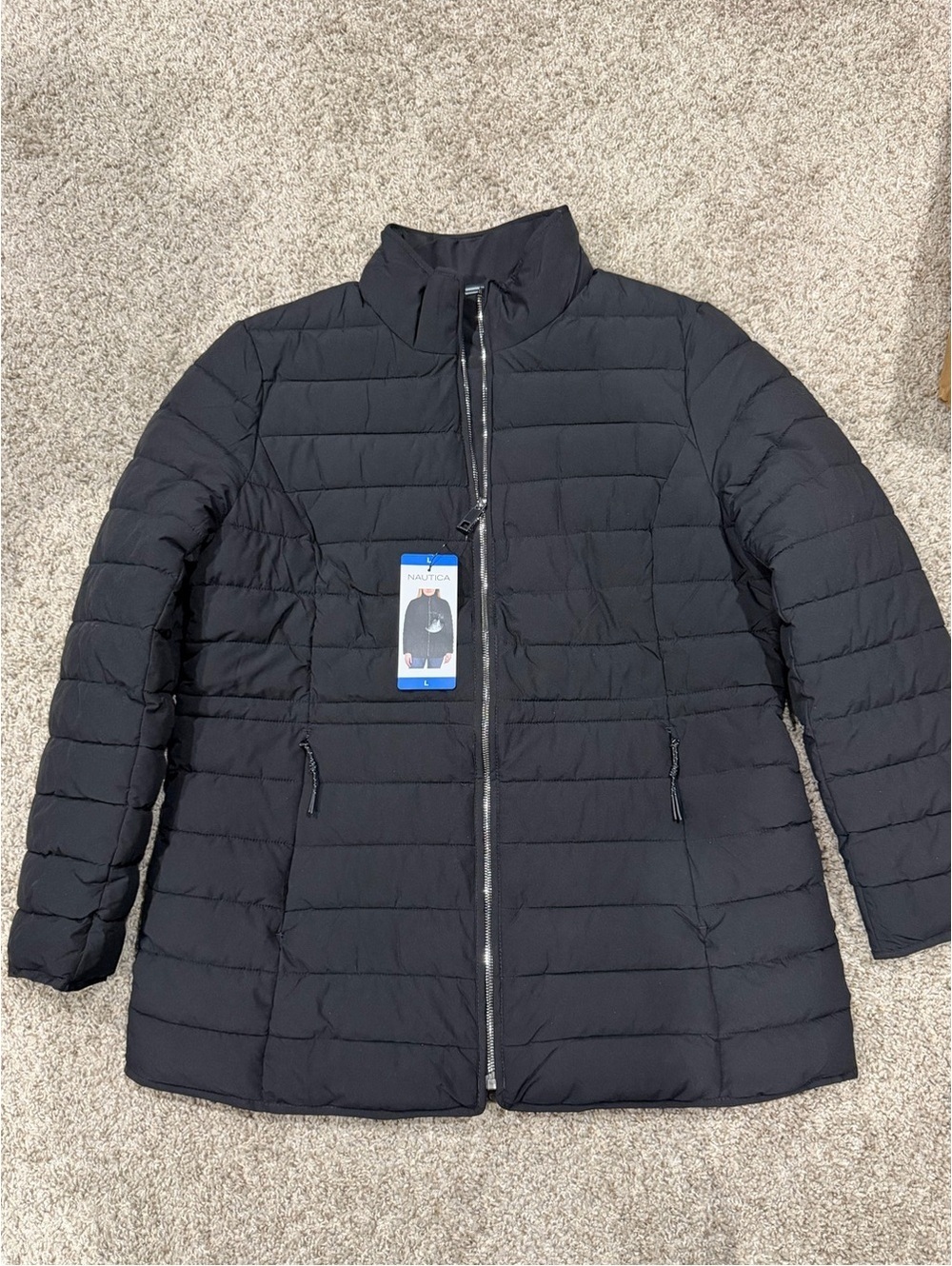Nautica Women's Black Puffer Jacket Size Large NEW